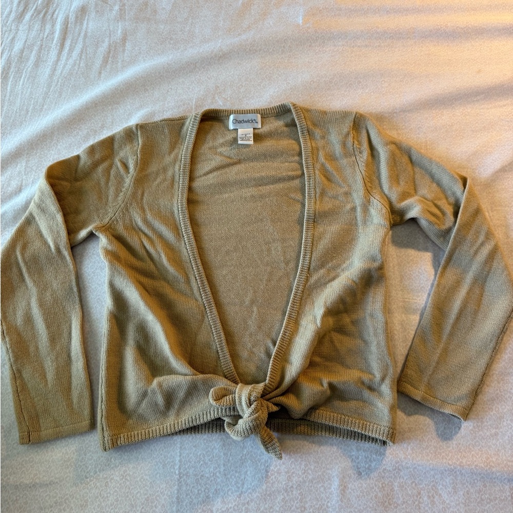 Chadwicks Tan Tie-Front Cardigan